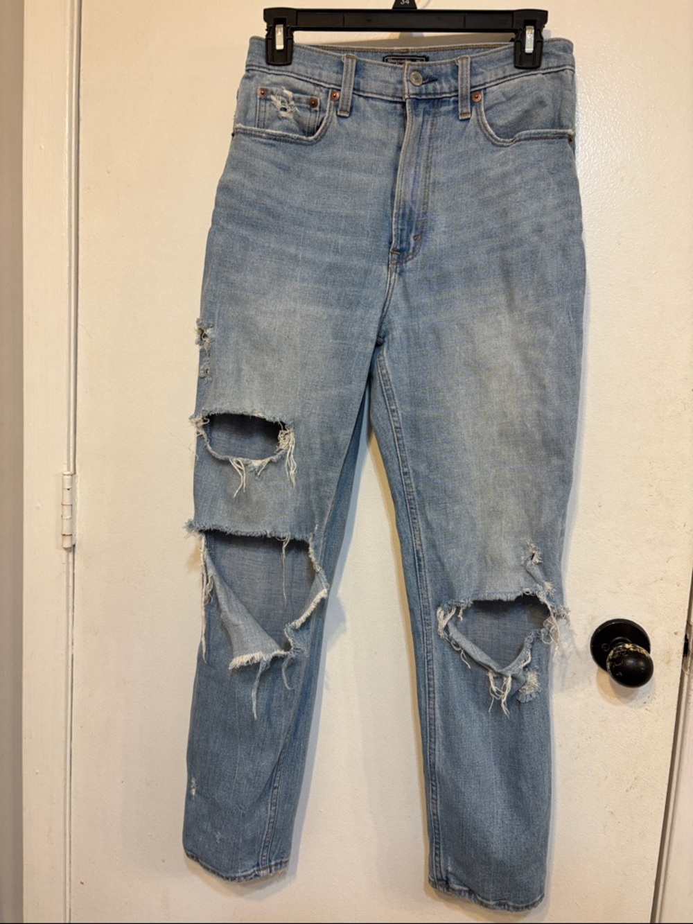 Abercrombie & Fitch Light Blue High-Rise Distressed Jeans